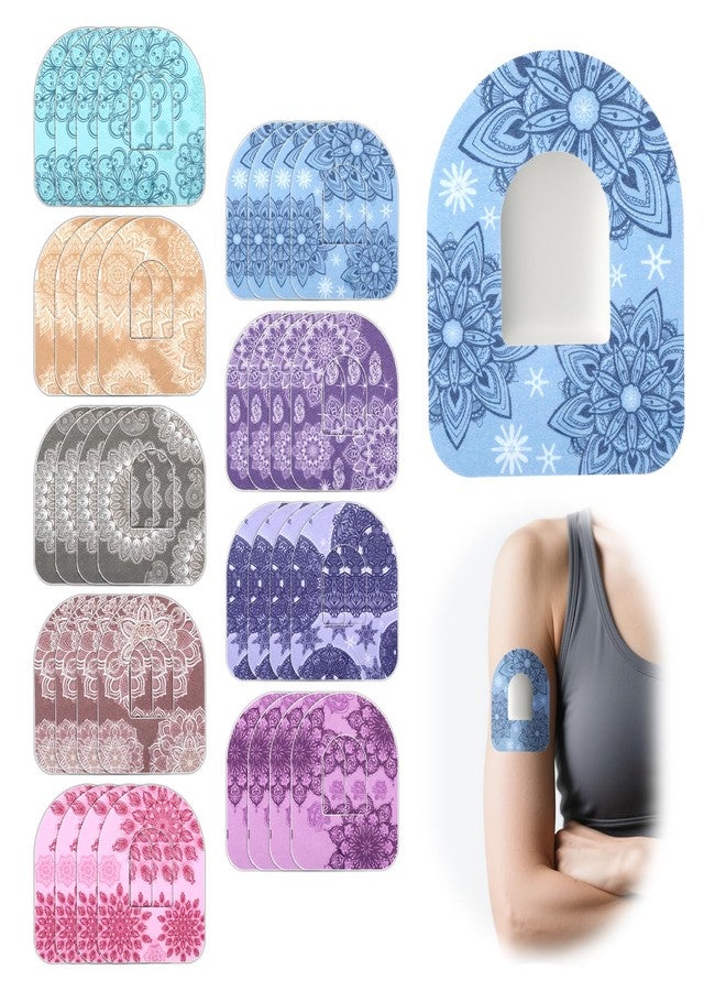 36 قطعة من اللصقات اللاصقة المتوافقة مع لصقات Omnipod 5، ولصقات Skin Grips، ولصقات مراقبة الجلوكوز، 9 ألوان وأنماط، مقاومة للماء والعرق والصدمات، قابلة للتهوية، متعددة الألوان - Image 1